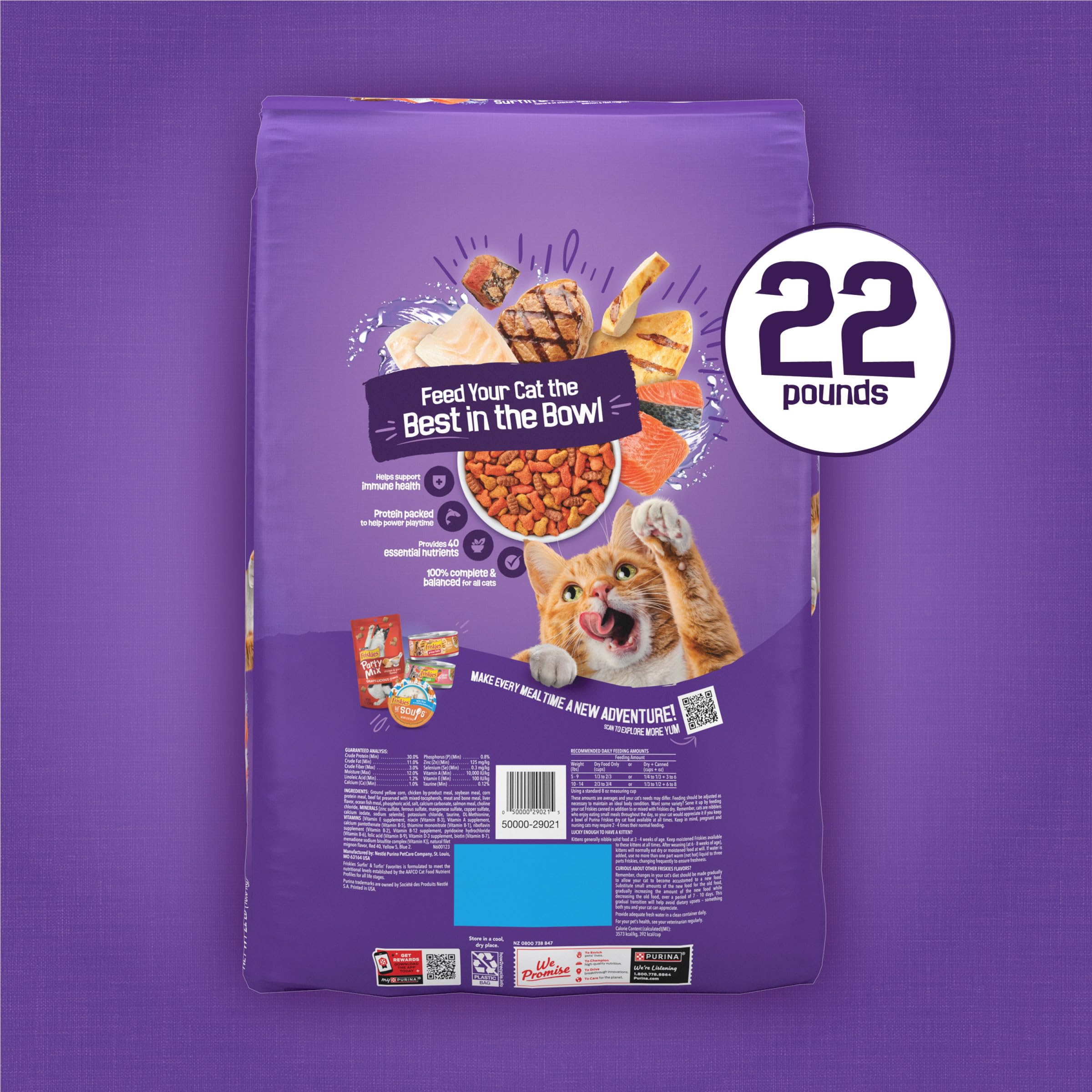 Purina Friskies Cat Food Surfin and Turfin Favorites Flavors of Chicken, Whitefish, Salmon and Filet Mignon - 22 lb. Bag - Image 7