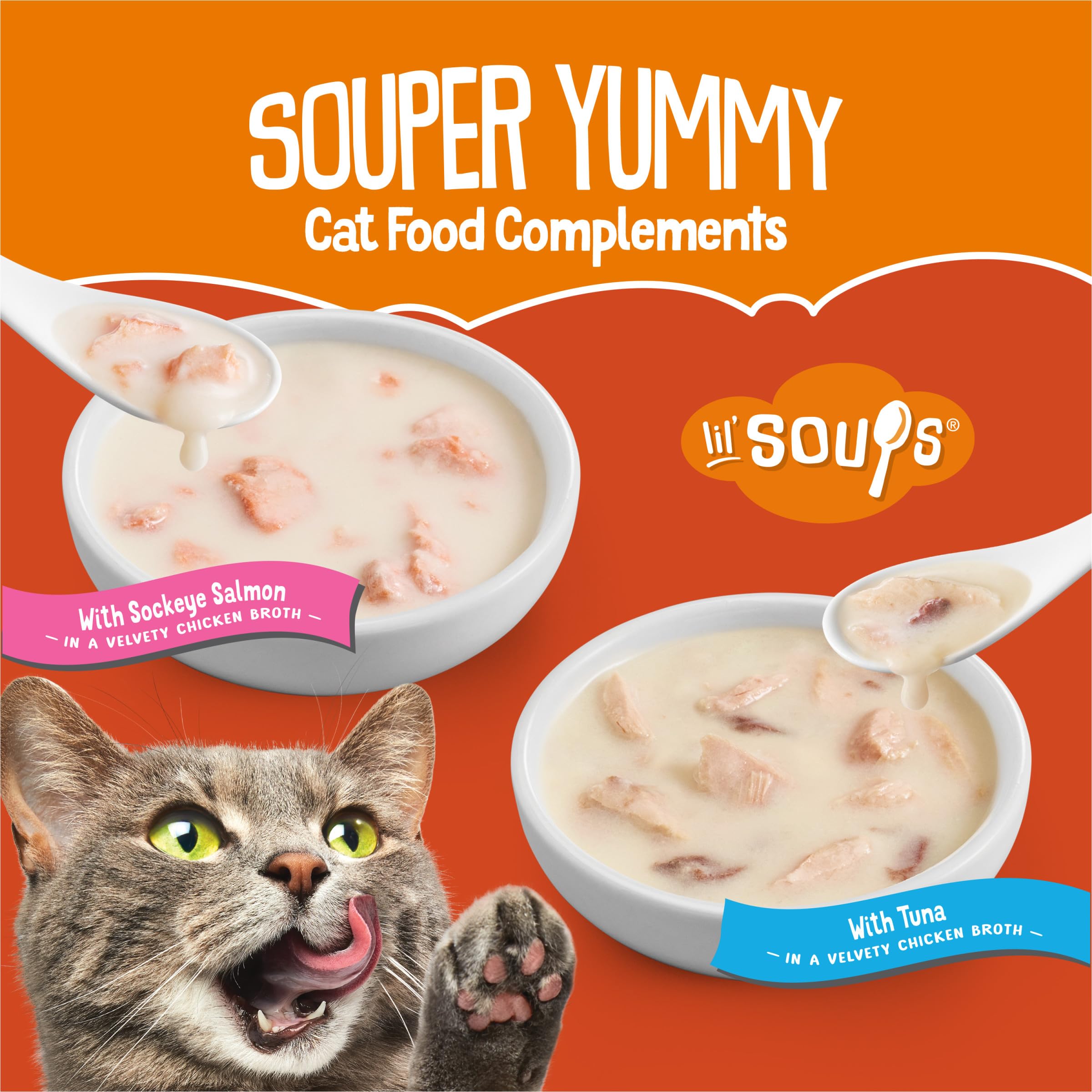 Purina Friskies Grain Free Wet Cat Food Complement Variety Pack, Lil' Soups With Sockeye Salmon & Tuna in Broth - (18) 1.2 oz. Cups - Image 4