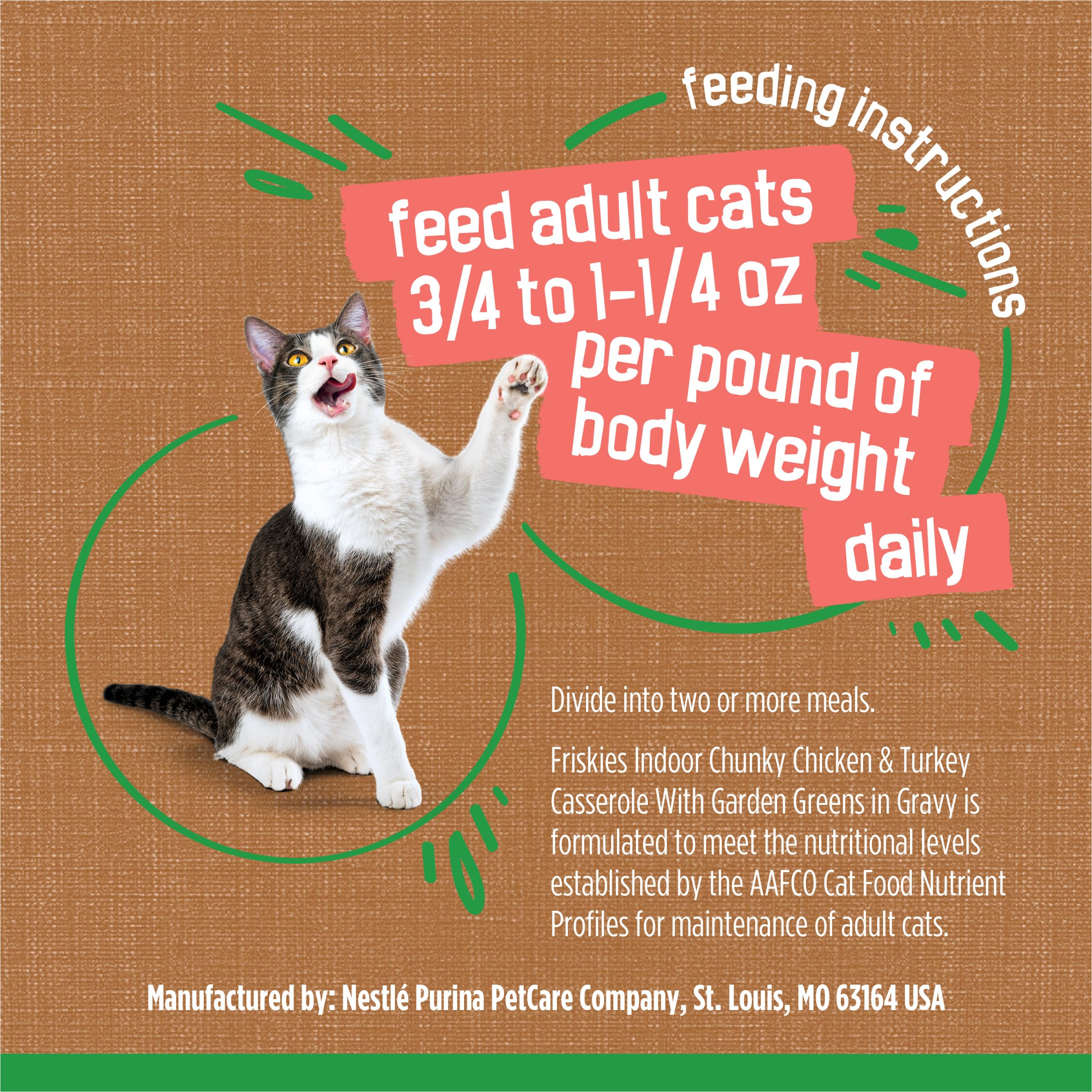 Purina Friskies Indoor Cat Food Chunky Chicken and Turkey Casserole With Garden Greens in Gravy 24/5.5 Oz - (Pack of 24) 5.5 Oz. Cans - Image 10