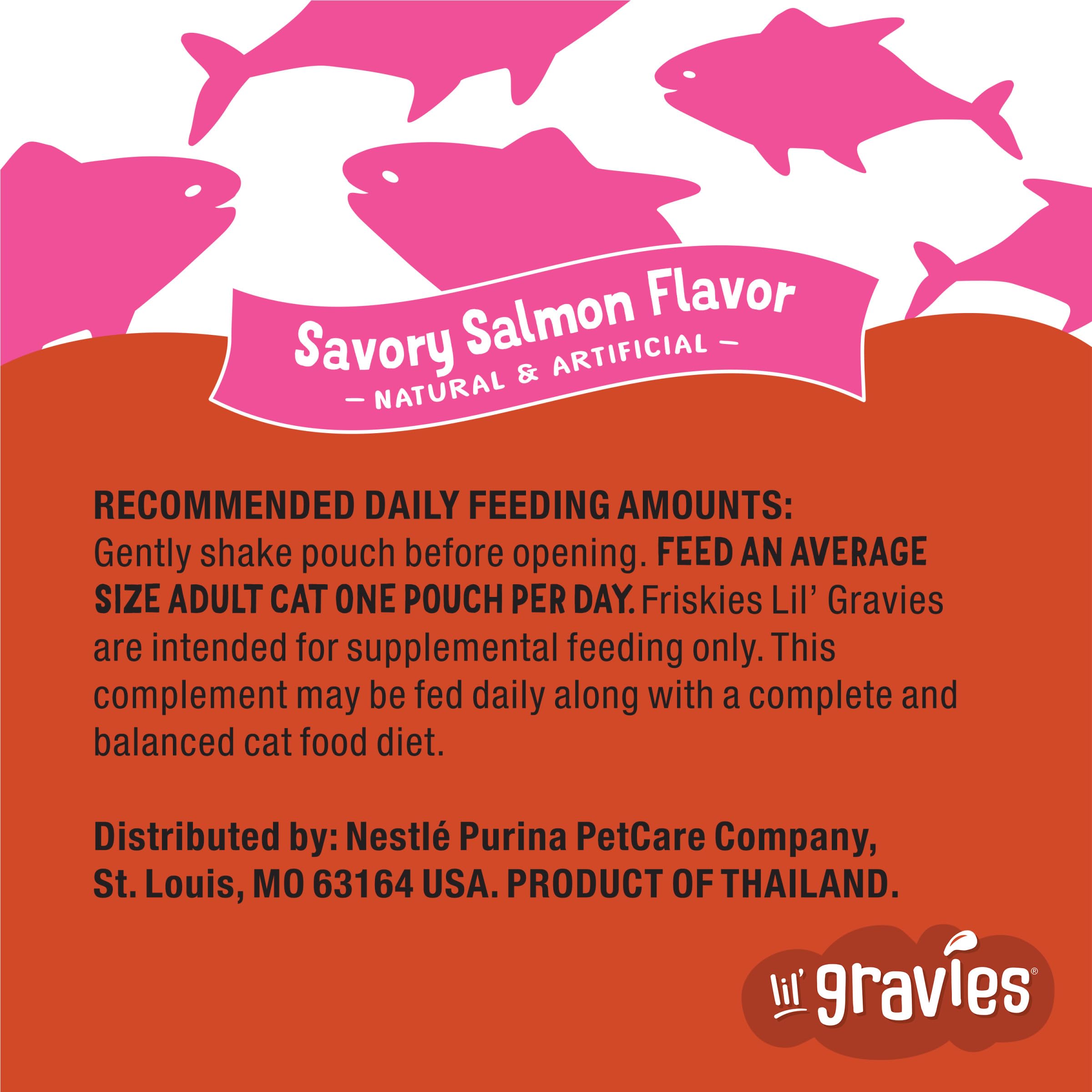 Purina Friskies Lil' Gravies Savory Salmon Flavor Cat Food Complement Lickable Cat Treats - (Pack of 16) 1.55 oz. Pouches - Image 7