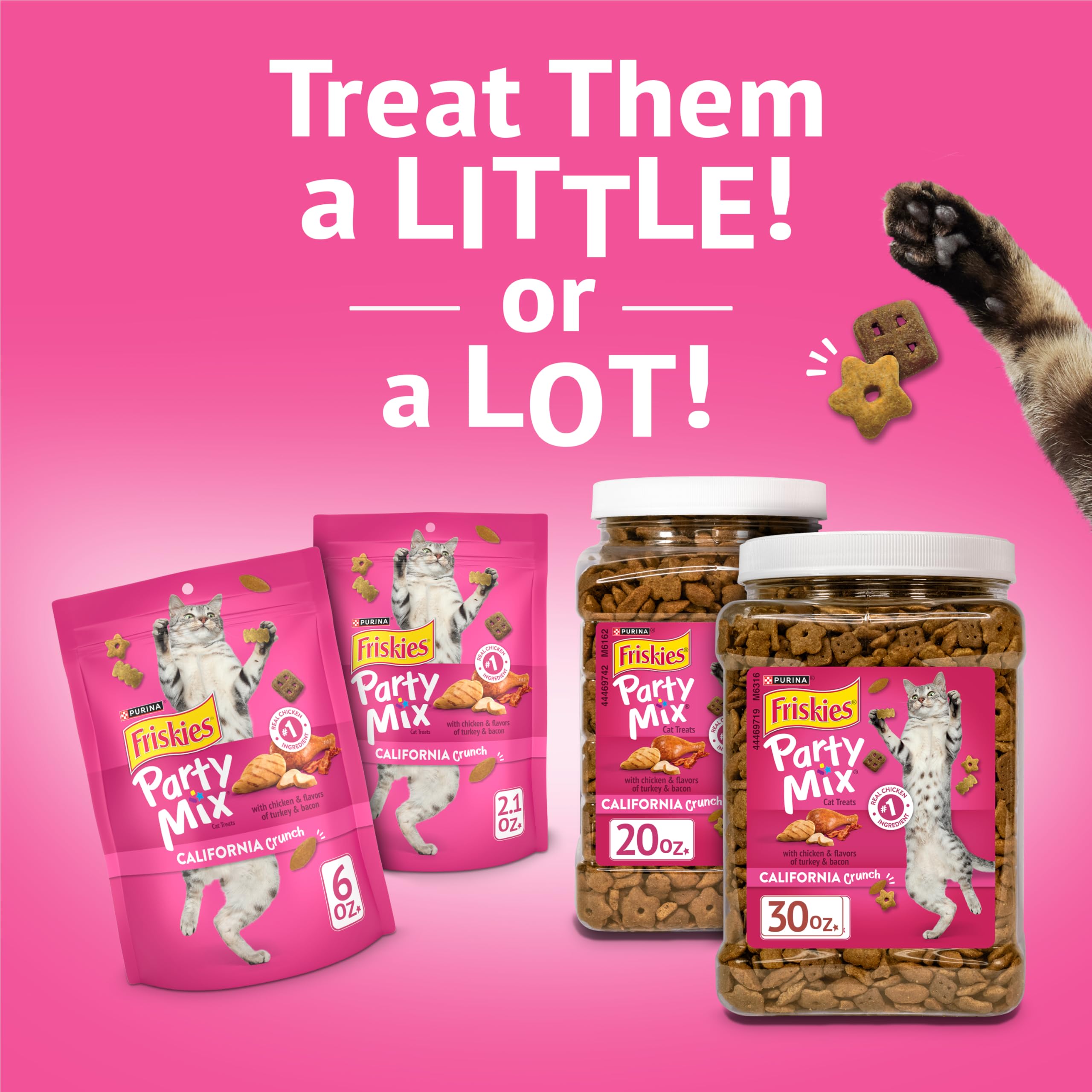 Purina Friskies Party Mix California Crunch with Chicken and Flavors of Turkey and Bacon Cat Treats - 30 oz Canister - Image 10