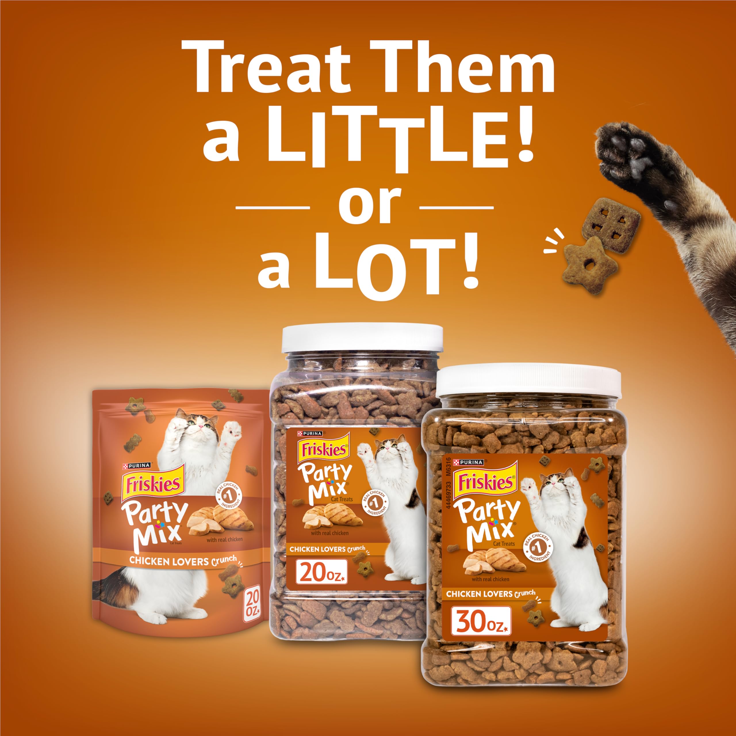 Purina Friskies Party Mix Chicken Lovers Crunch with Real Chicken Cat Treats - 30 oz Canister - Image 10