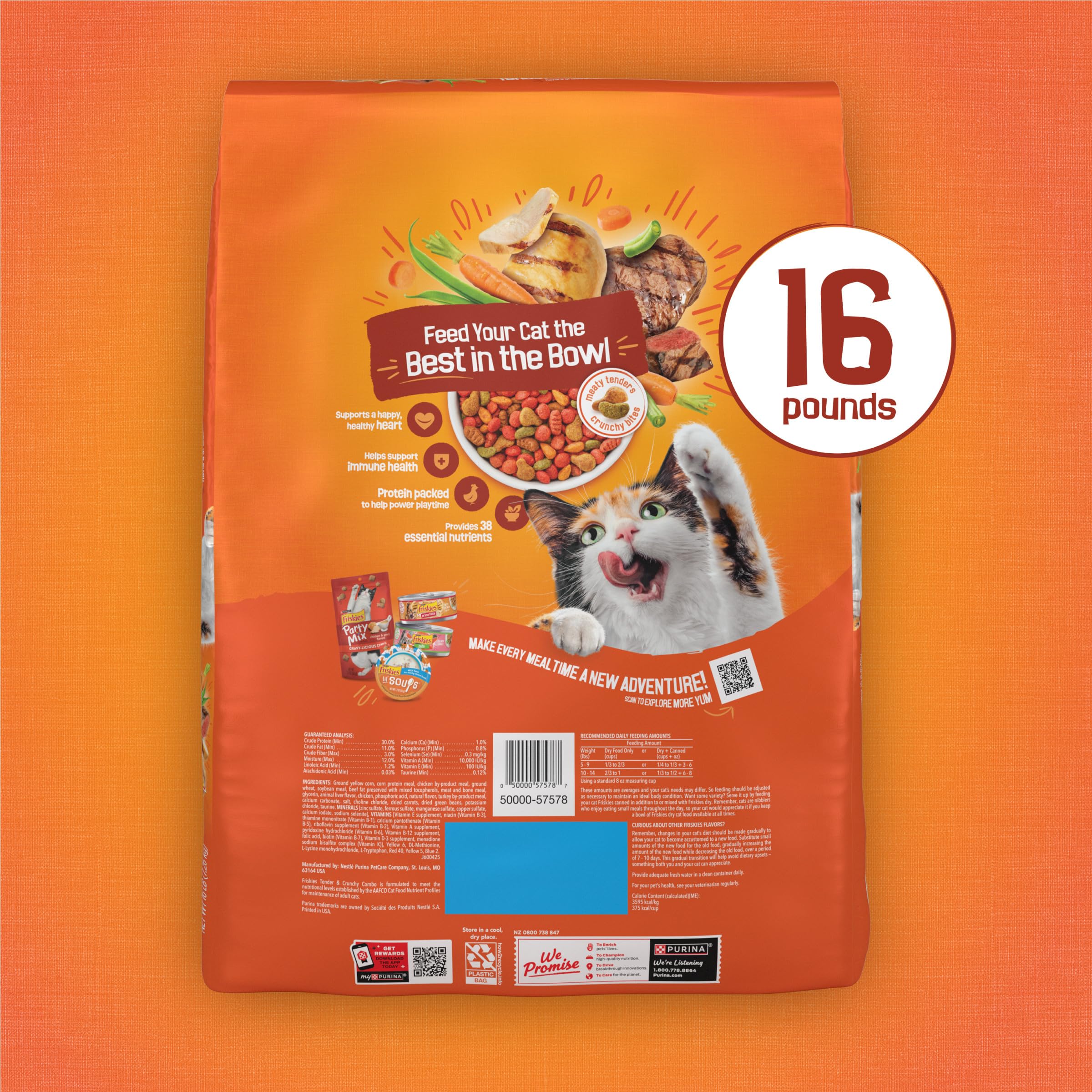 Purina Friskies Tender and Crunchy Combo with Flavors of Chicken, Beef, Carrots and Green Beans Dry and Tender Cat Food - 16 Lb. Bag (Packaging may vary) - Image 11