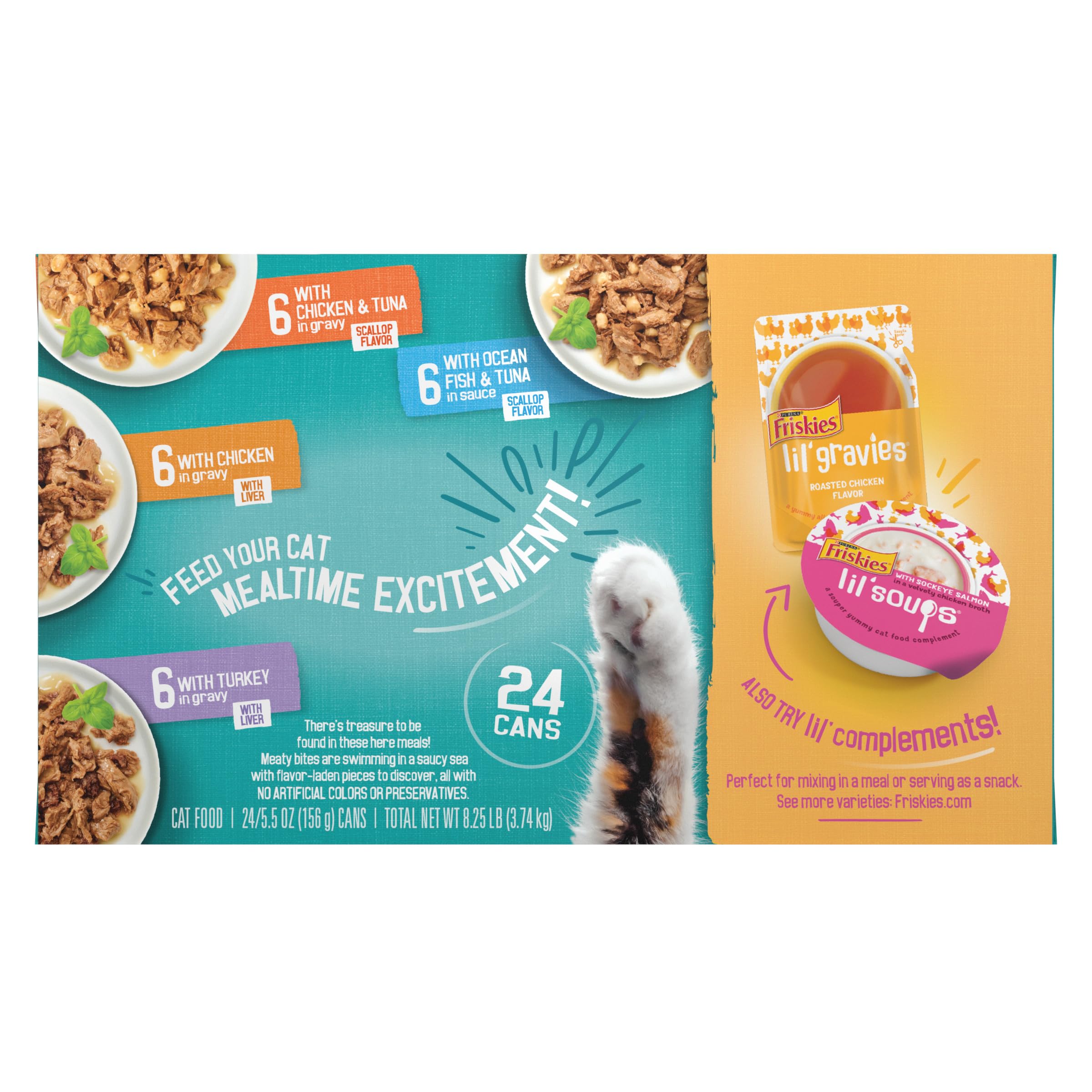 Purina Friskies Wet Cat Food Variety Pack, Tasty Treasures Prime Filets (With Chicken and Tuna, With Chicken, and With Ocean Fish and Tuna, and With Turkey) - (Pack of 24) 5.5 oz. Cans - Image 9